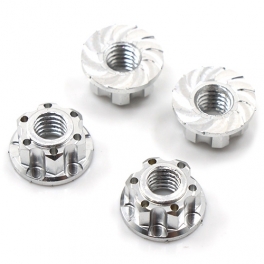 Yeah Racing 4mm Aluminium Serrated Flanged Lock Nuts Silver Colour