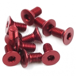 Yeah Racing Tornillos 3x6mm Cabeza Plana de Aluminio 7075 Allen Rojo 