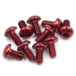 Yeah Racing Tornillos 3x6mm Cabeza Redonda de Aluminio 7075 Allen Rojo