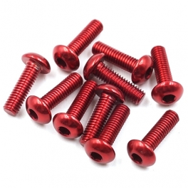 Yeah Racing Tornillos 3x10mm Cabeza Redonda de Aluminio 7075 Allen Rojo