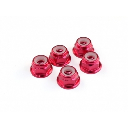 Roche Tuercas M4 con Freno (Rojo), con Labio, 5 pcs