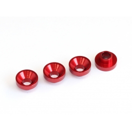 Radtec 3x7.5mm Aluminum Servo Washer, 4 pcs, Red