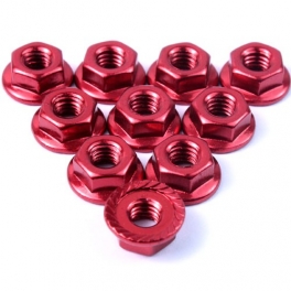 Yeah Racing 4mm Aluminium Serrated Lock Nut Red